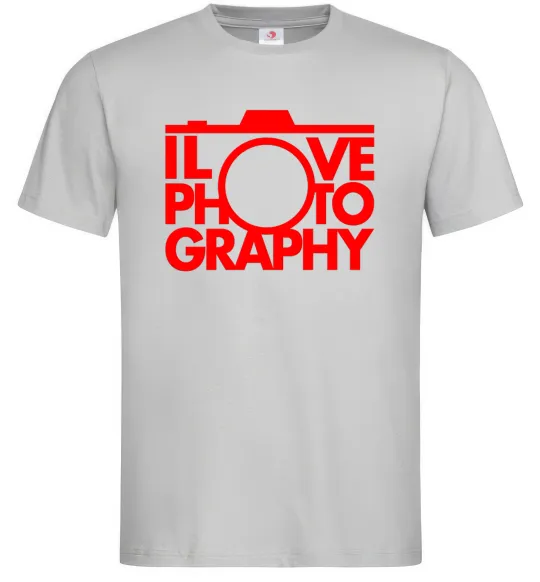 Мужская футболка I love photography Серый фото