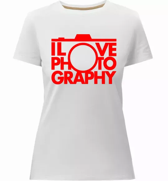 Жіноча преміум футболка I love photography Білий фото