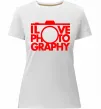Жіноча преміум футболка I love photography Білий фото