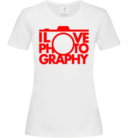 Женская футболка I love photography Белый фото