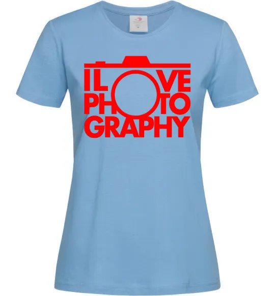 Женская футболка I love photography Голубой фото