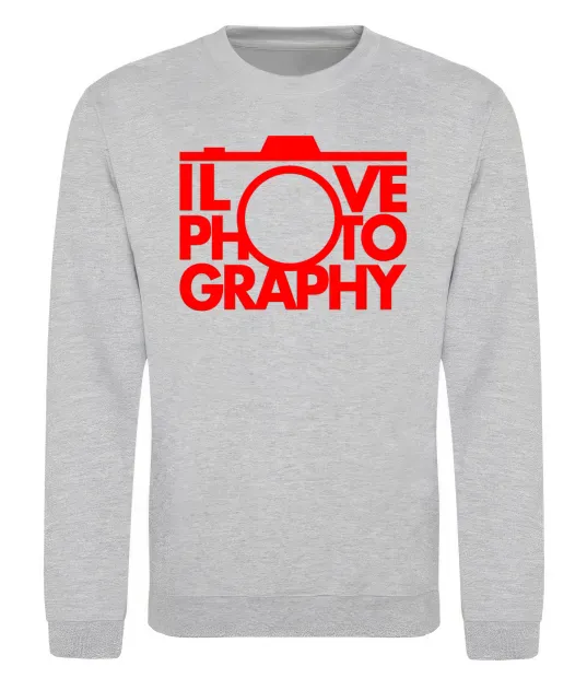 Світшот I love photography Сірий меланж фото