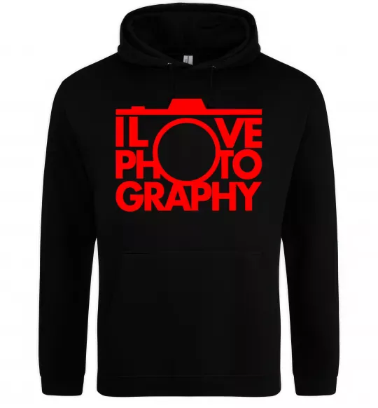 Мужская толстовка (худи) I love photography Черный фото