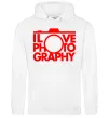 Мужская толстовка (худи) I love photography Белый фото