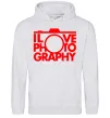 Мужская толстовка (худи) I love photography Серый меланж фото
