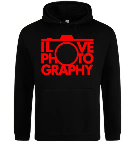 Женская толстовка (худи) I love photography Черный фото