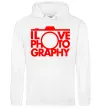 Женская толстовка (худи) I love photography Белый фото