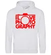 Женская толстовка (худи) I love photography Серый меланж фото