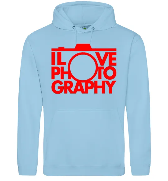 Жіноча толстовка (худі) I love photography Блакитний фото