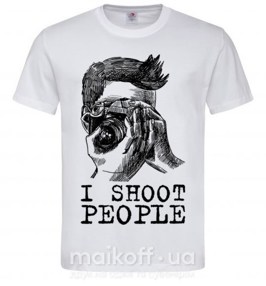 Мужская футболка I shoot people Белый фото