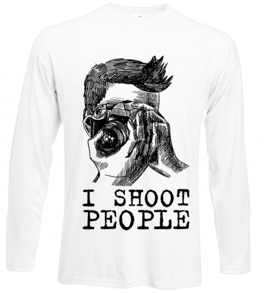 Лонгслів I shoot people Білий фото