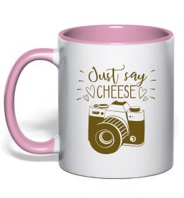 Чашка с цветной ручкой Just say cheese