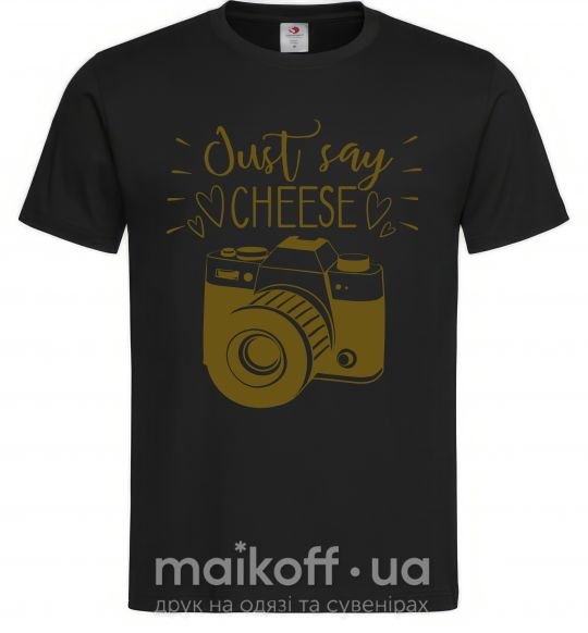 Мужская футболка Just say cheese Черный фото