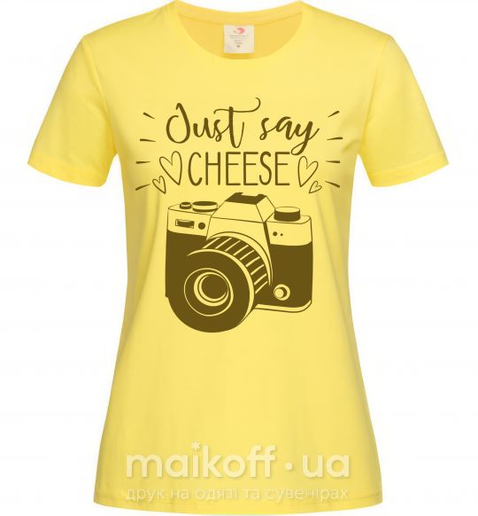 Жіноча футболка Just say cheese Лимонний фото