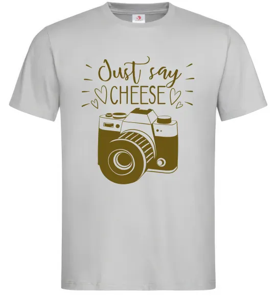 Мужская футболка Just say cheese Серый фото