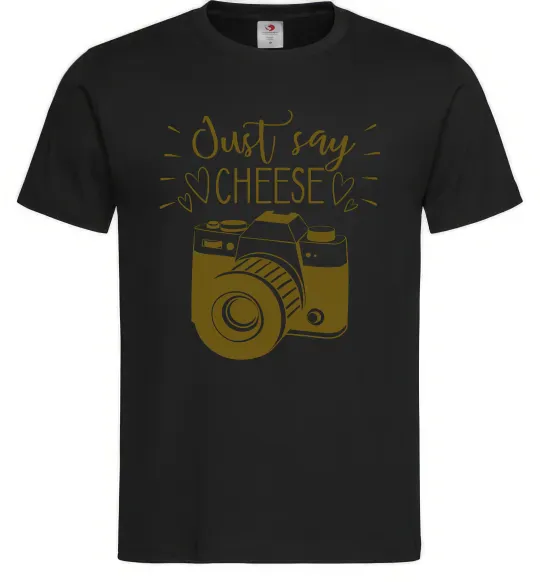 Мужская футболка Just say cheese Черный фото