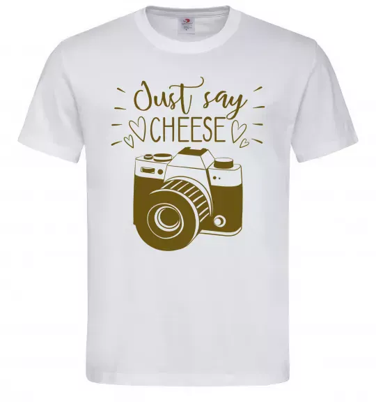 Мужская футболка Just say cheese Белый фото