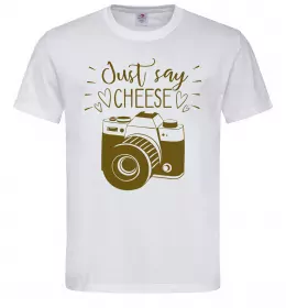 Мужская футболка Just say cheese Белый фото