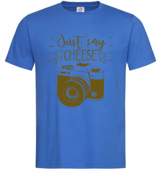 Мужская футболка Just say cheese Ярко-синий фото