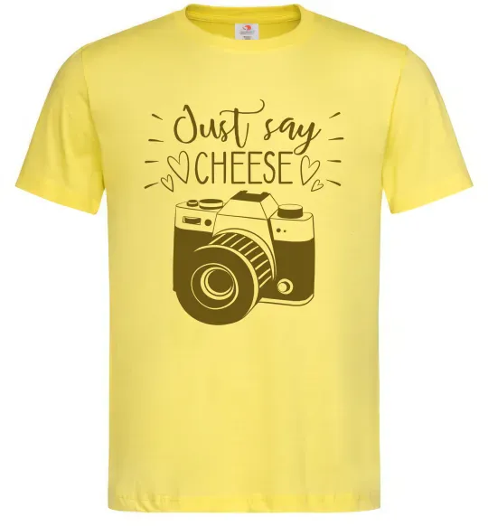Мужская футболка Just say cheese Лимонный фото