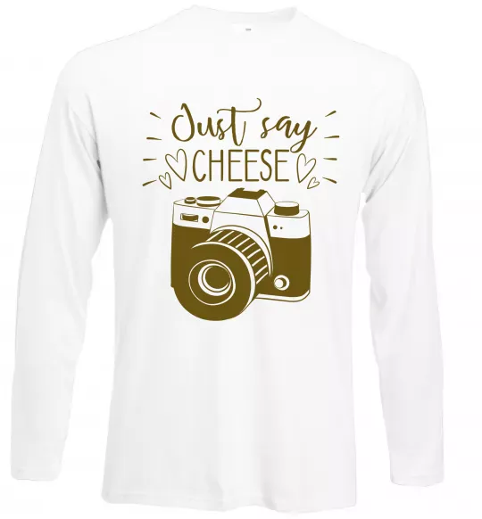 Лонгслів Just say cheese Білий фото