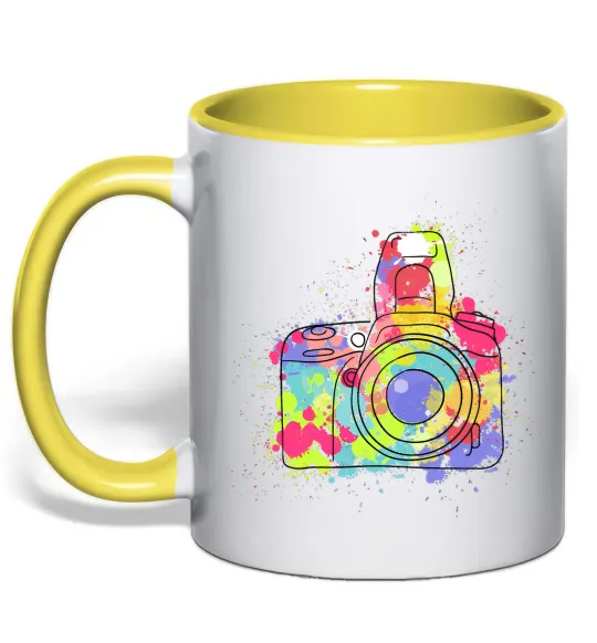 Чашка с цветной ручкой Сamera Лимонный фото