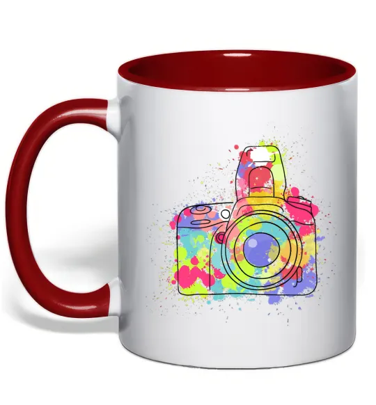 Чашка с цветной ручкой Сamera Красный фото