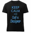 Мужская премиум футболка Keep calm and call a dsigner Черный фото