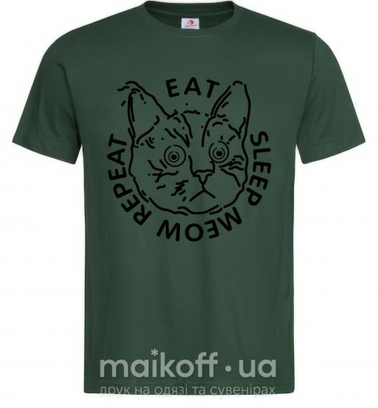 Чоловіча футболка Eat sleep meow repeat Темно-зелений фото
