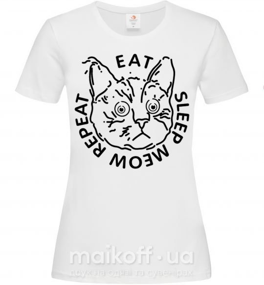 Жіноча футболка Eat sleep meow repeat Білий фото