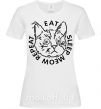 Женская футболка Eat sleep meow repeat Белый фото