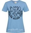 Жіноча футболка Eat sleep meow repeat Блакитний фото