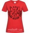 Женская футболка Eat sleep meow repeat Красный фото