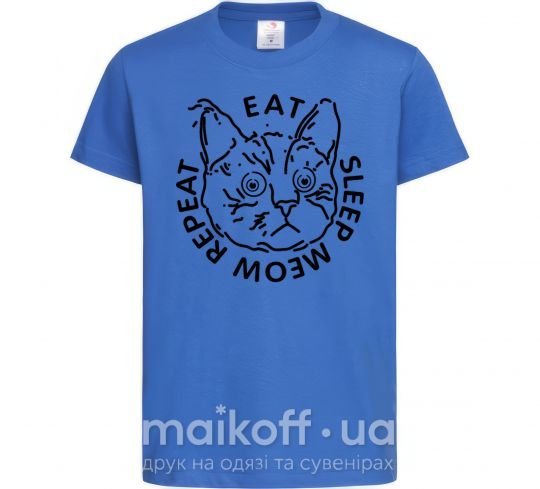 Детская футболка Eat sleep meow repeat Ярко-синий фото
