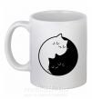 Чашка керамическая Cat black and white Белый фото