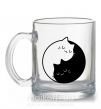 Чашка стеклянная Cat black and white Прозрачный фото