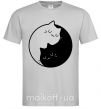 Мужская футболка Cat black and white Серый фото