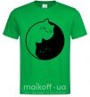 Мужская футболка Cat black and white Зеленый фото