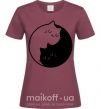 Женская футболка Cat black and white Бордовый фото