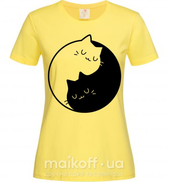 Женская футболка Cat black and white Лимонный фото