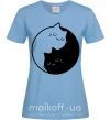 Женская футболка Cat black and white Голубой фото