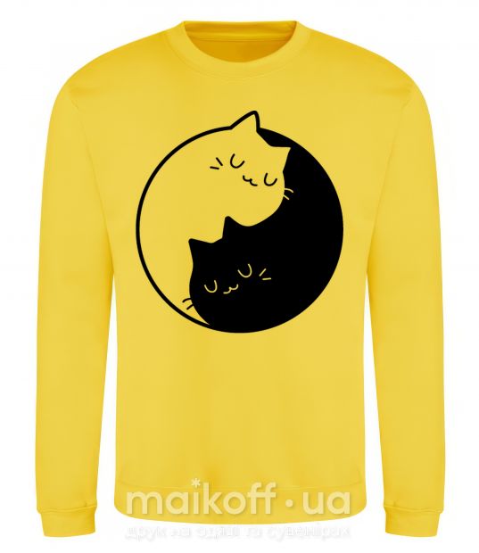 Світшот Cat black and white Сонячно жовтий фото