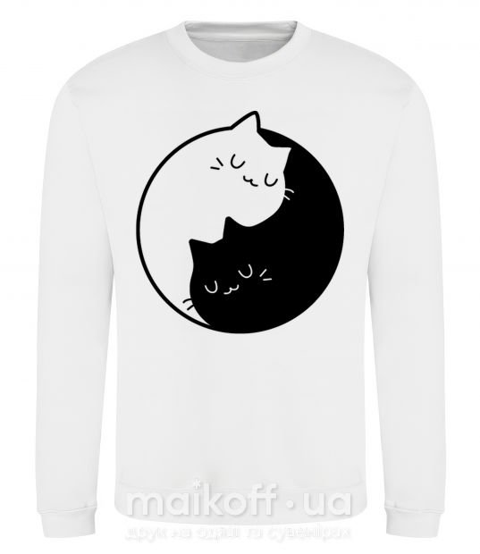 Світшот Cat black and white Білий фото