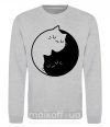 Свитшот Cat black and white Серый меланж фото