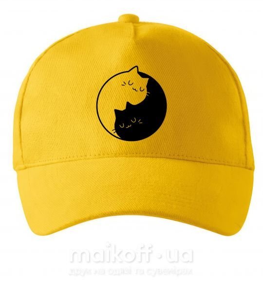 Кепка Cat black and white Солнечно желтый фото