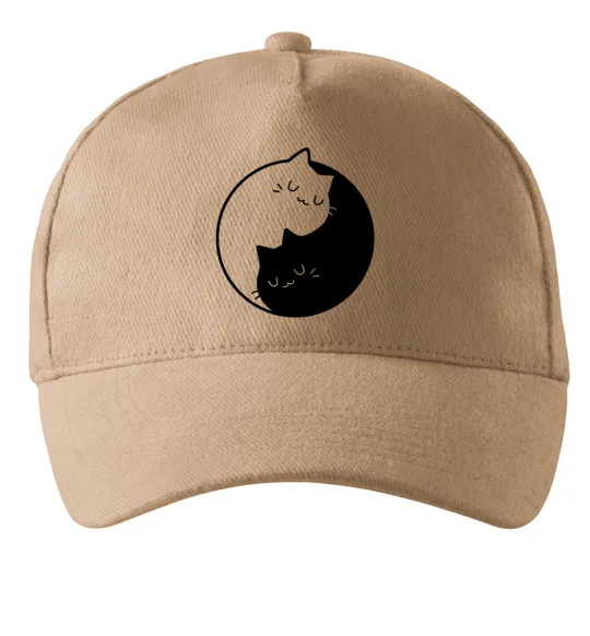 Кепка Cat black and white Песочный фото