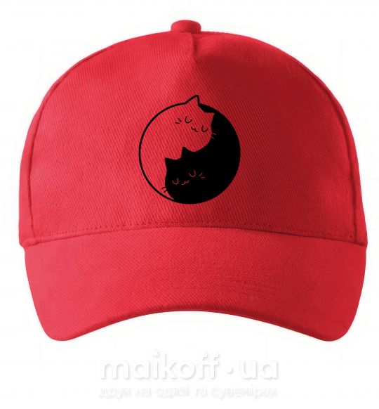 Кепка Cat black and white Красный фото
