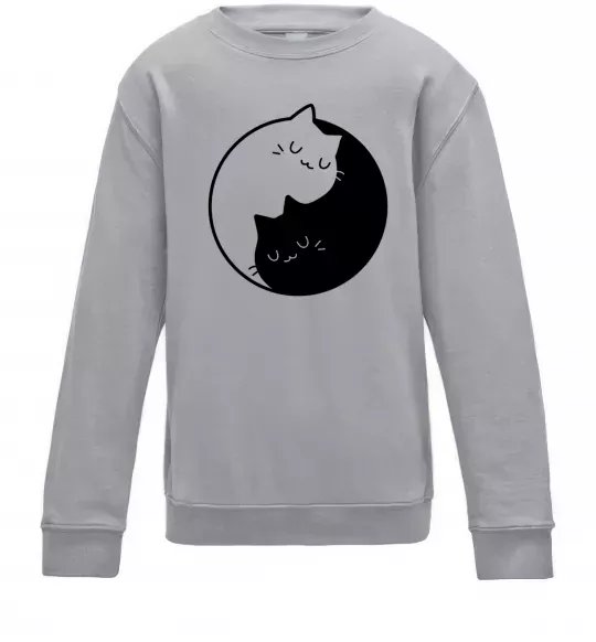 Дитячий світшот Cat black and white Сірий меланж фото