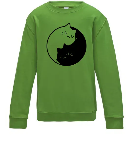 Дитячий світшот Cat black and white Лаймовий фото