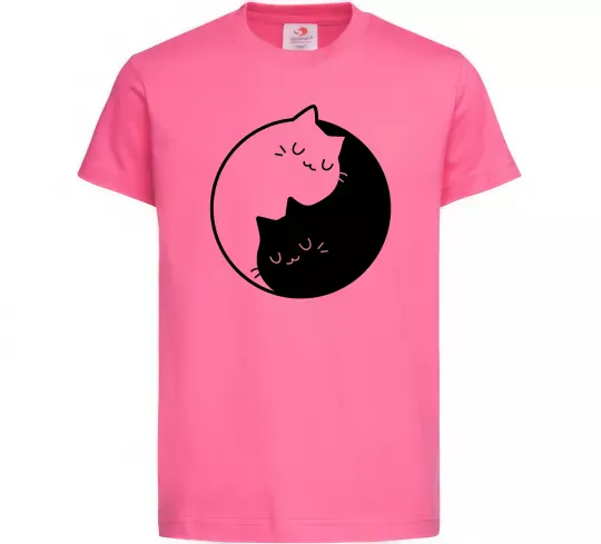 Дитяча футболка Cat black and white Яскраво-рожевий фото